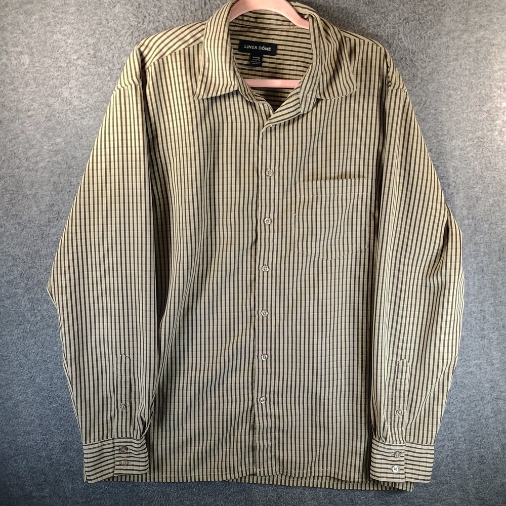 Linea Dome Shirt Mens XLT 17-17.5 Striped Chemise‎ Casual Dress Preppy Classic